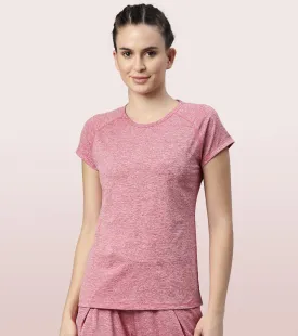 Slim Active Tee | Short Sleeve Raglan Scoop Neck Slim Active Tee With Reflective Graphic On Back