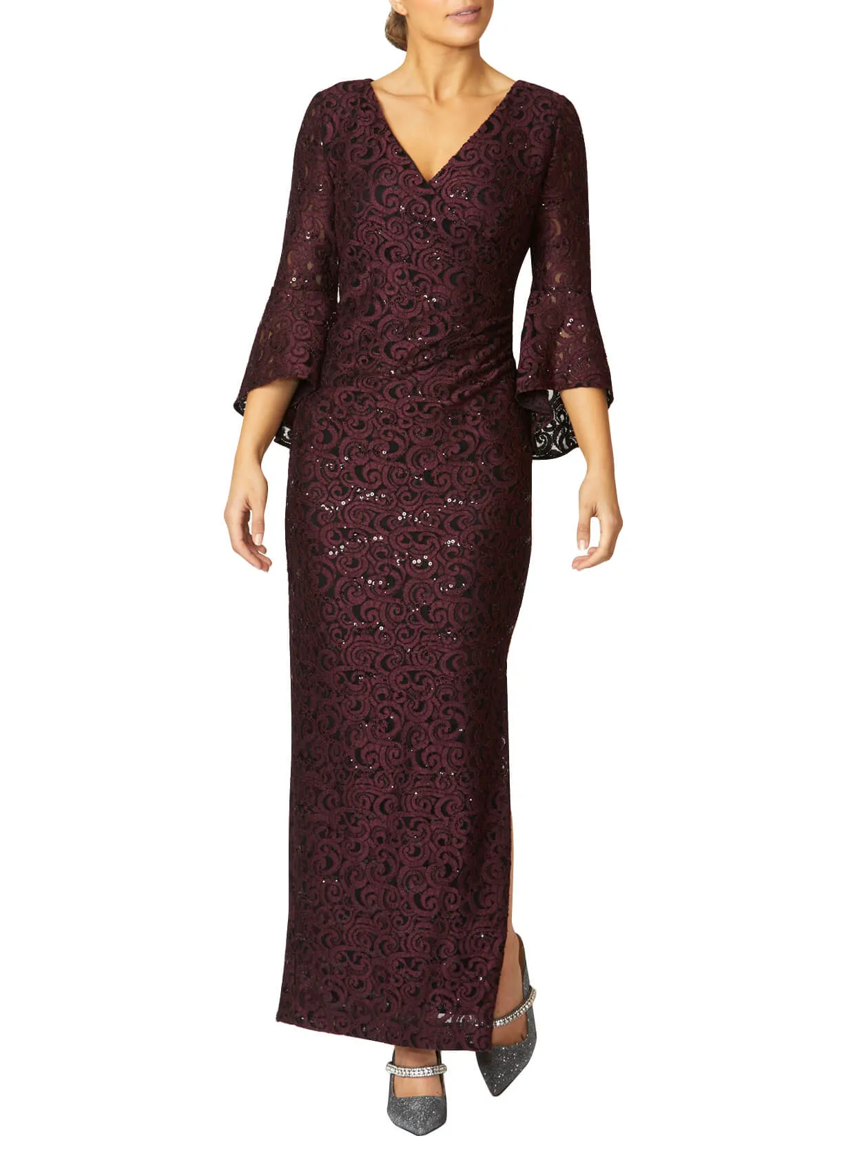 Stella Plum Stretch Lace Gown