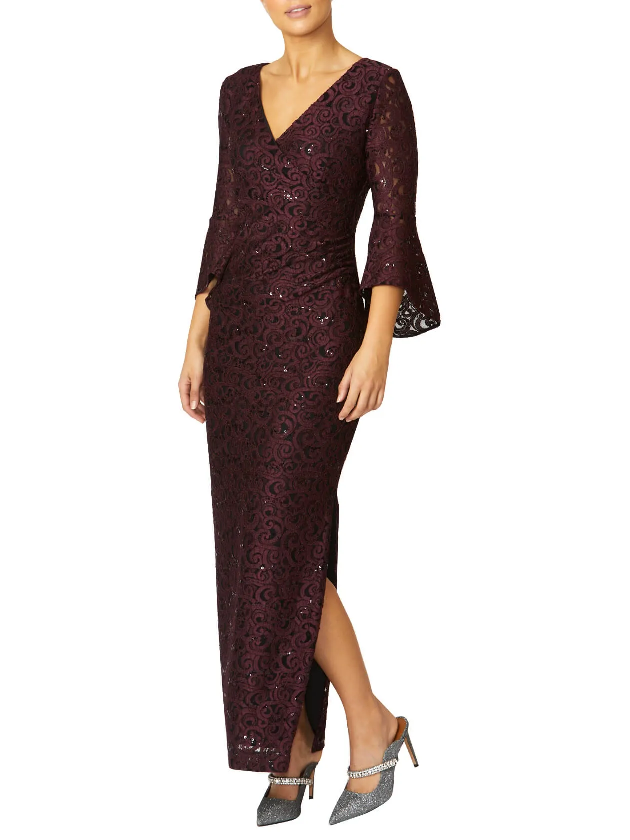 Stella Plum Stretch Lace Gown