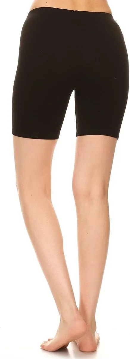 Stretch Cotton Bodysuit Women's Stretch Cotton Yoga Gym Workout Bike Shorts Pants (&Plus)
