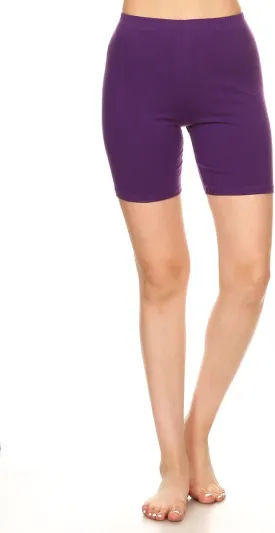 Stretch Cotton Bodysuit Women's Stretch Cotton Yoga Gym Workout Bike Shorts Pants (&Plus)