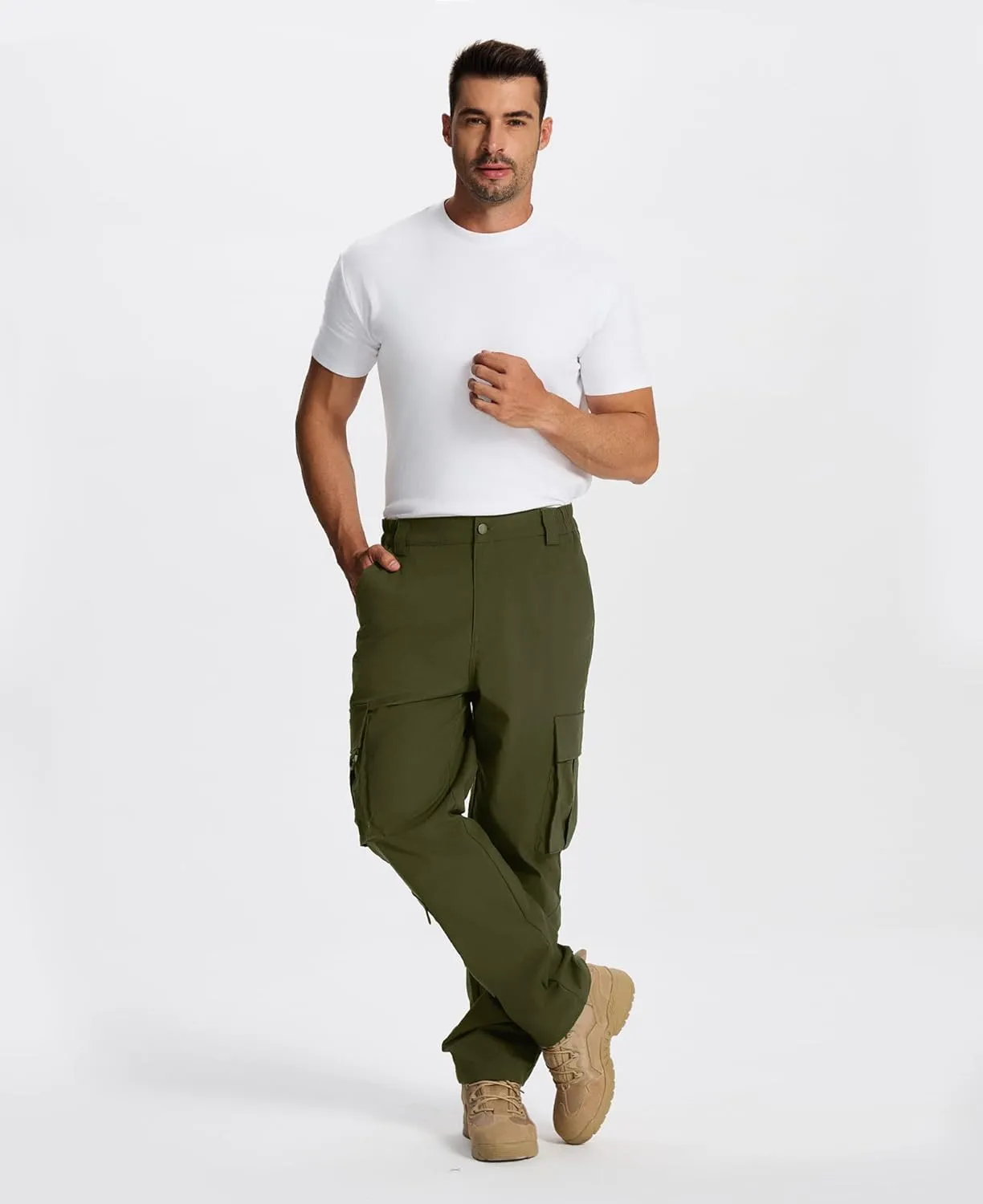 Susclude Cargo Pants for Men - Heavy Duty Stretch Tactical Pants Durability Ripstop Hiking Pants with 8 Pockets