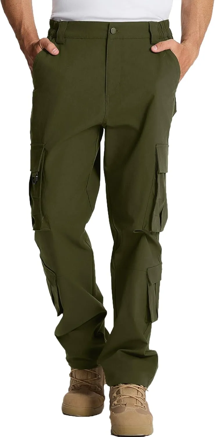 Susclude Cargo Pants for Men - Heavy Duty Stretch Tactical Pants Durability Ripstop Hiking Pants with 8 Pockets