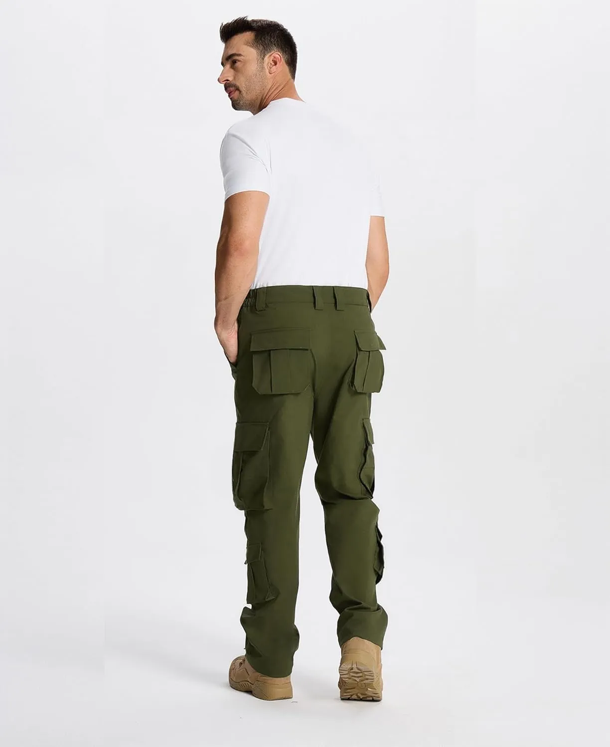 Susclude Cargo Pants for Men - Heavy Duty Stretch Tactical Pants Durability Ripstop Hiking Pants with 8 Pockets