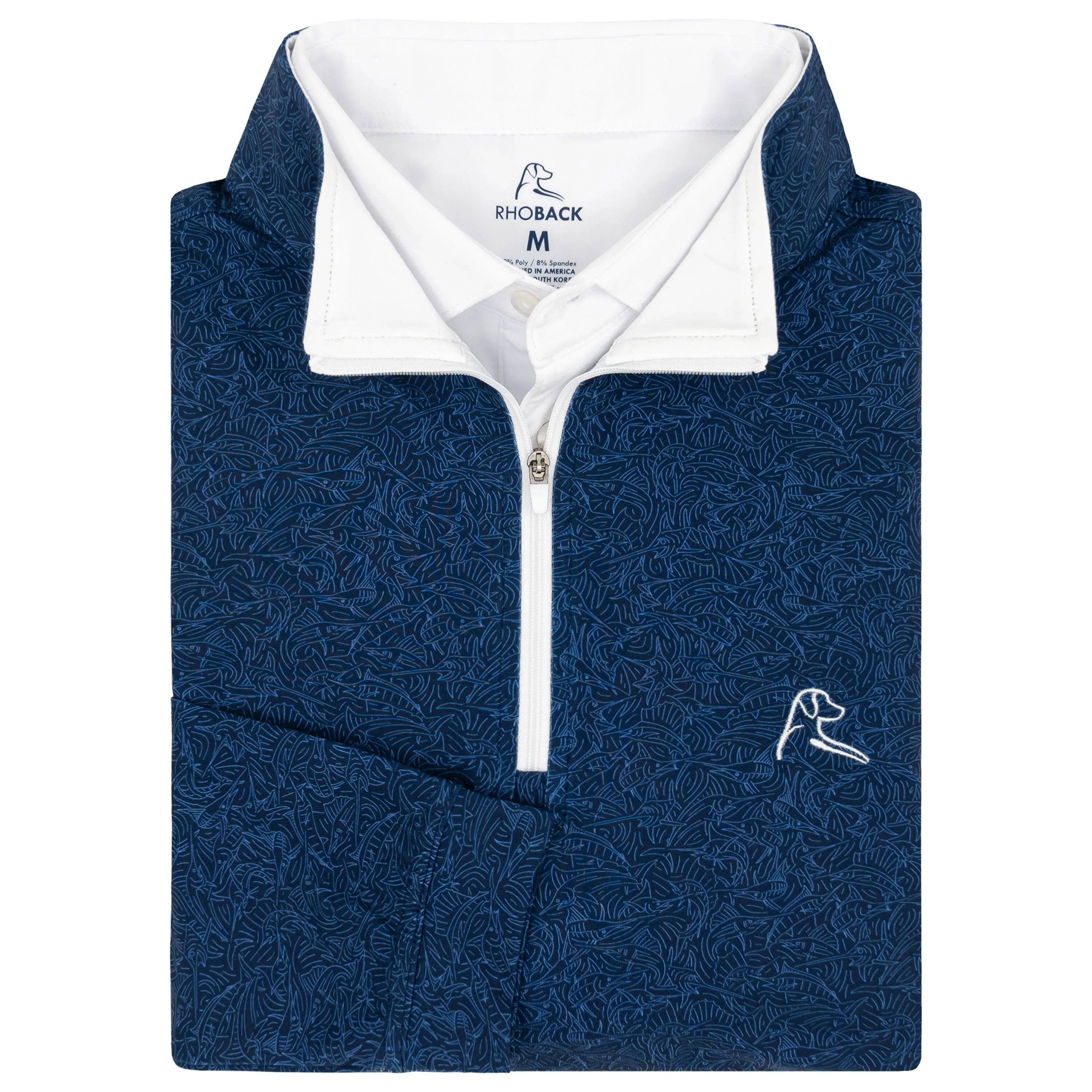 Swordfish Performance Q-Zip Pullover - Navy Blue with Caicos Blue Accents