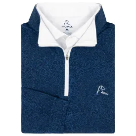 Swordfish Performance Q-Zip Pullover - Navy Blue with Caicos Blue Accents