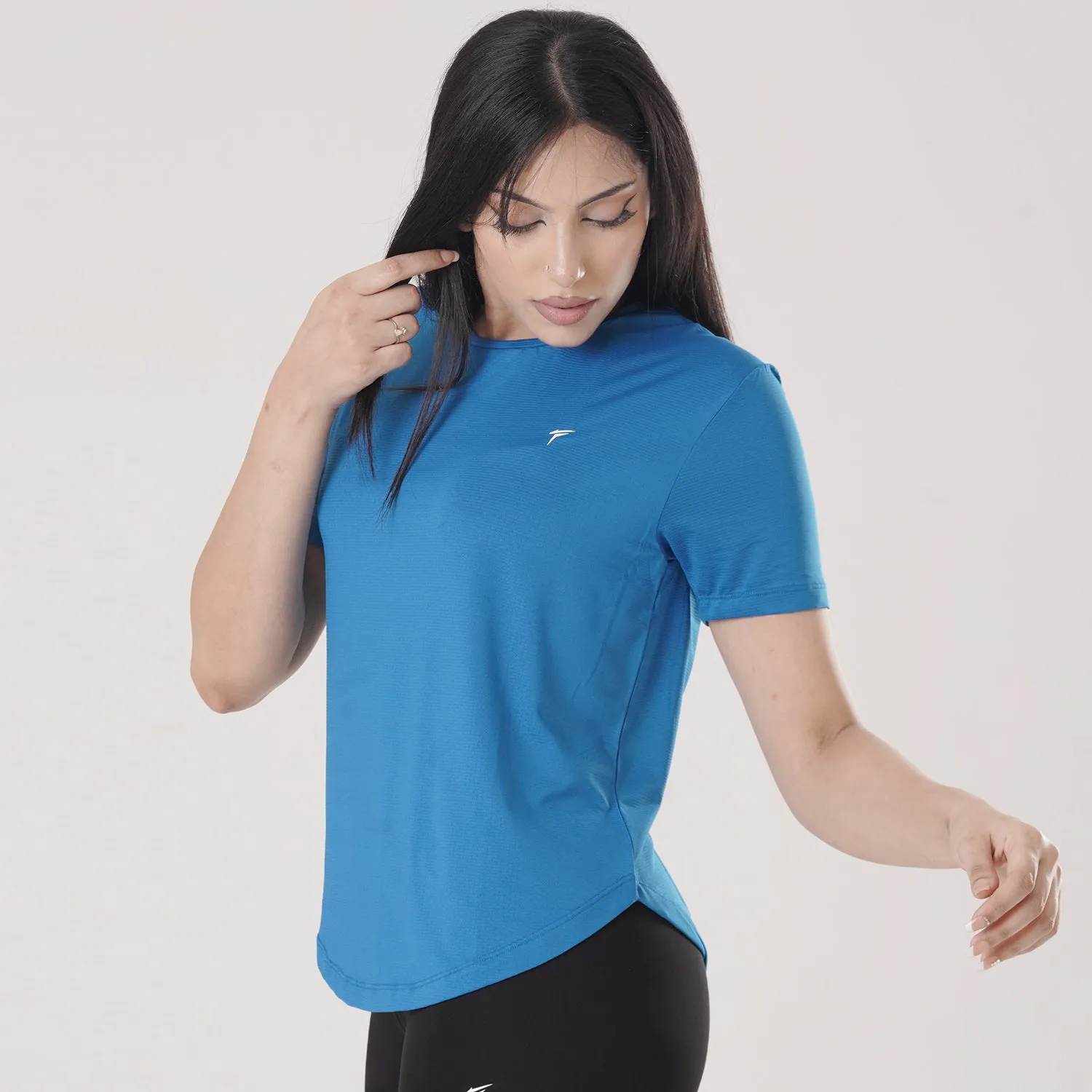 Tf-Premium Royal Blue Half Sleeve Women Mesh Tee
