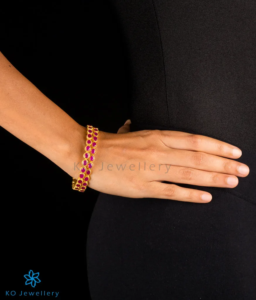 The Ardra Silver Kemp Bangle (Red/Size 2.2)