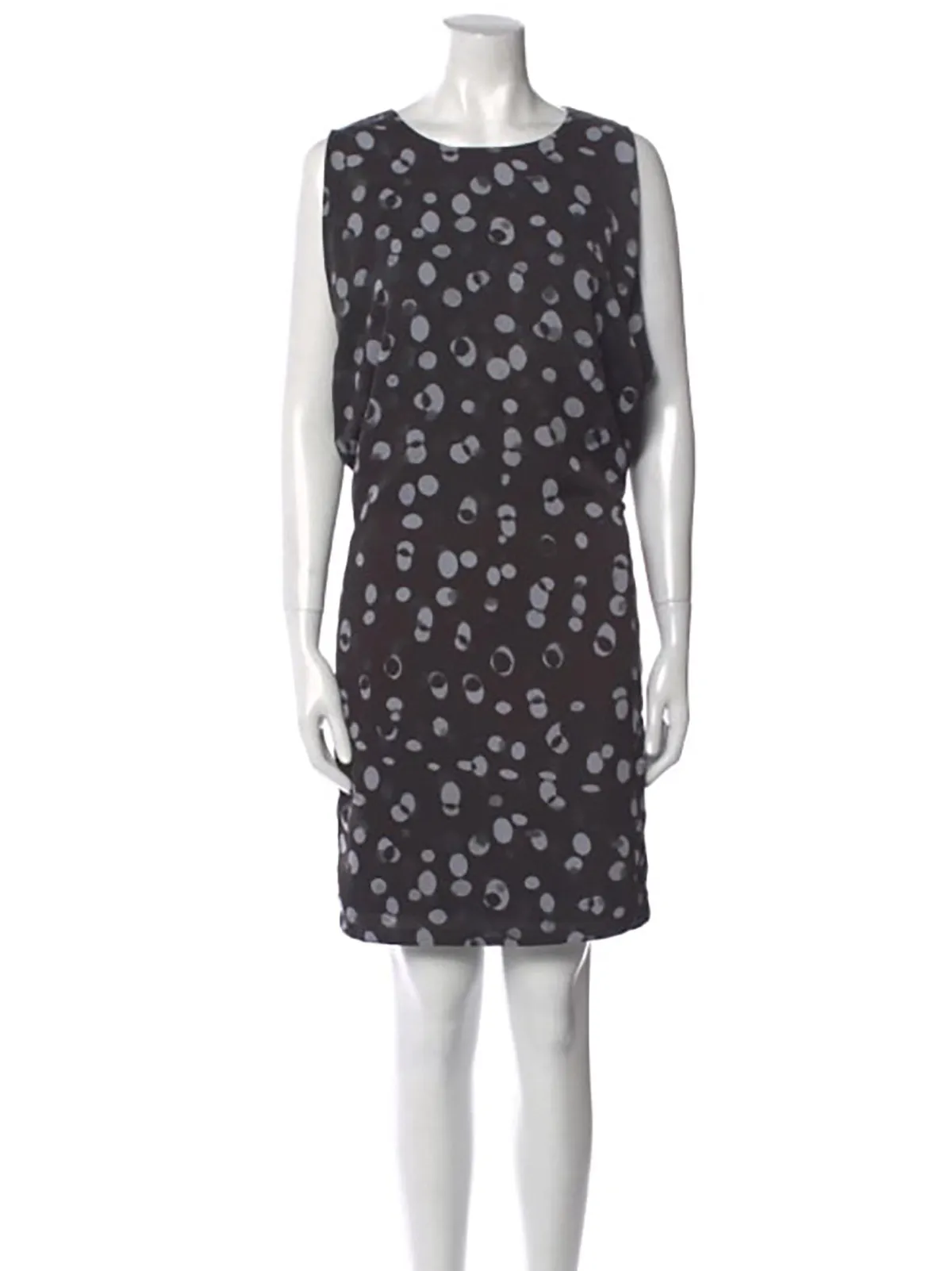 vince. Size L (14) Black & Gray Abstract Dots Dress