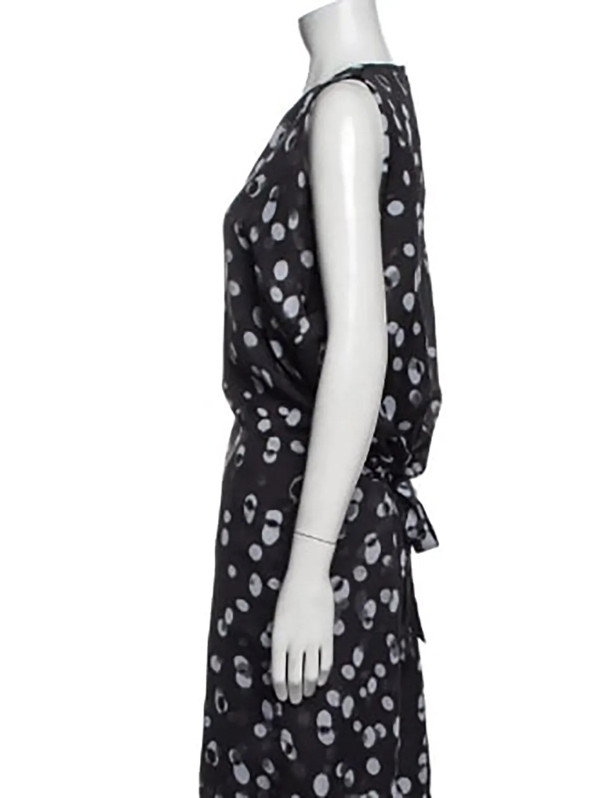 vince. Size L (14) Black & Gray Abstract Dots Dress