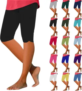 Women's Leggings, High Waisted Knee Length Capris Stretch for Casual Yoga Pants Workout Exercise