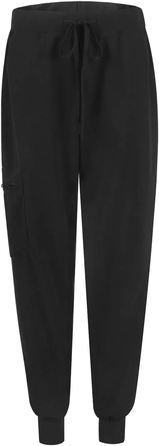 Womens Scrub Pants Soft Stretch Yoga Style with Pockets Slim Drawstring Jogger Scrubs Medical Nursing Scrub Bottom